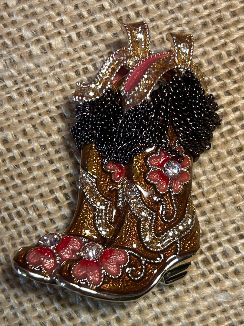 Napier Gold Tone Cowboy Boots Brooch